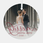 Merrily immer nach | Hochzeitsstift Foto Ornament Aus Glas (Rückseite)