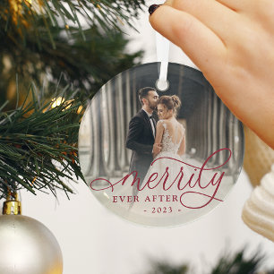 Merrily immer nach Hochzeitsstift Foto Ornament Aus Glas