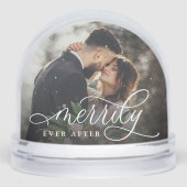 Merrily immer nach | Hochzeitsstift Foto Schneekugeln (Vorderseite)