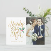 Merrily immer nach Hochzeitstag Foto Feiertagskarte (Stehend Vorderseite)