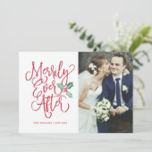 Merrily immer nach Hochzeitstag Foto Feiertagskarte (Stehend Vorderseite)