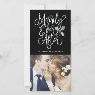 Merrily immer nach Hochzeitstag Foto   Schwarz Feiertagskarte