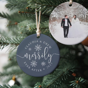 Merrily immer nach Zweiseitig neu verheiratet Keramik Ornament