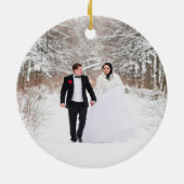 Merrily immer nach | Zweiseitig neu verheiratet Keramikornament (Hinten)