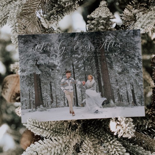 Merrily je nach Hochzeitüberschuss Foto Feiertagskarte