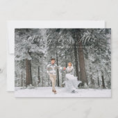 Merrily je nach Hochzeitüberschuss Foto Feiertagskarte (Vorderseite)