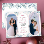 Merrily jemals nach Eukalyptus Neuverheiratetes Fo Feiertagskarte<br><div class="desc">Elegante und moderne, frisch vermählte Urlaubsfotokarten mit zartem wintery Eukalyptusdesign und handgeschriebener Typografie. Ihre Fotos werden in großen, vertikalen, ovalen Formen dargestellt und das Design wird mit "Liebe lachen & fröhlich immer danach" versehen. Sie können auch Ihre personalisierte Begrüßung, wie herzlichste Wünsche der neuen mr und mrs hinzufügen. Weitere Designs...</div>