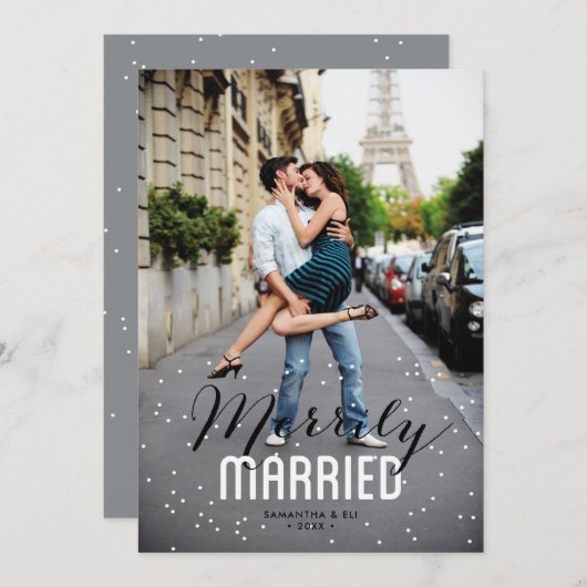 Merrily Verheiratet Couple Holiday Feiertagskarte (Vorne/Hinten)