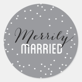 Merrily Verheiratet Couple Holiday Runder Aufkleber