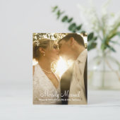 Merrily Verheiratet Wedding Foto Feiertagspostkarte (Stehend Vorderseite)