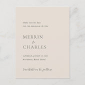 Merrin Beige Elegant Wedding Save the Date Ankündigungspostkarte (Vorderseite)
