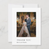 Merrin Black and White Elegante Wedding Dankeskarte (Vorderseite)