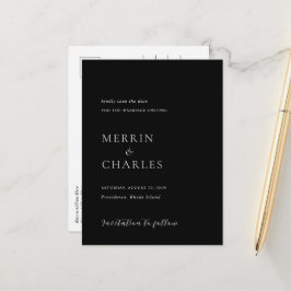 Merrin Black Elegant Wedding Save the Date Ankündigungspostkarte