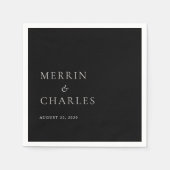 Merrin Black Elegant Wedding Serviette (Vorderseite)