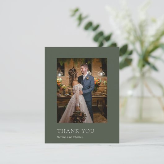 Merrin Moss Elegant Wedding Dankeskarte (Stehend Vorderseite)