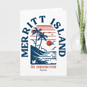 Merritt Island Florida Retro Surfer Vintage Strand Karte