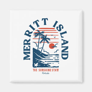 Merritt Island Florida Retro Surfer Vintage Strand Magnet