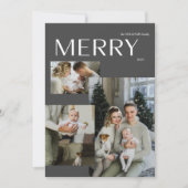 Merry 3 Foto Collage Moderne Grau Weihnachten (Vorderseite)