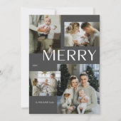 Merry 4 Foto Collage Moderne Grau Weihnachten (Vorderseite)