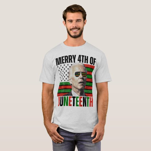 Merry 4. Juni Funny Biden Face T-Shirt (Vorne ganz)