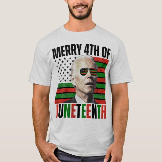 Merry 4. Juni Funny Biden Face T-Shirt (Vorderseite)