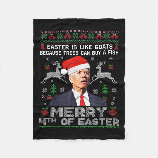Merry 4th Of Easter Funny Biden Ugly Christmas Swe Fleecedecke (Vorderseite)
