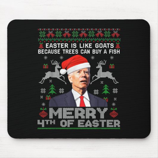 Merry 4th Of Easter Funny Biden Ugly Christmas Swe Mousepad (Vorne)