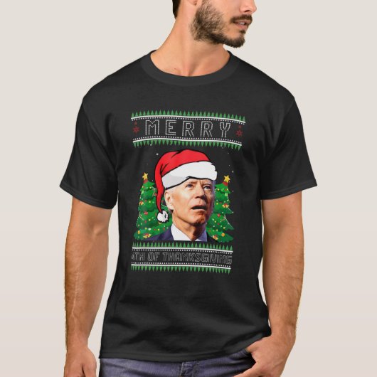 Merry 4th of Erntedank Joe Biden Political Ugly T-Shirt (Vorderseite)