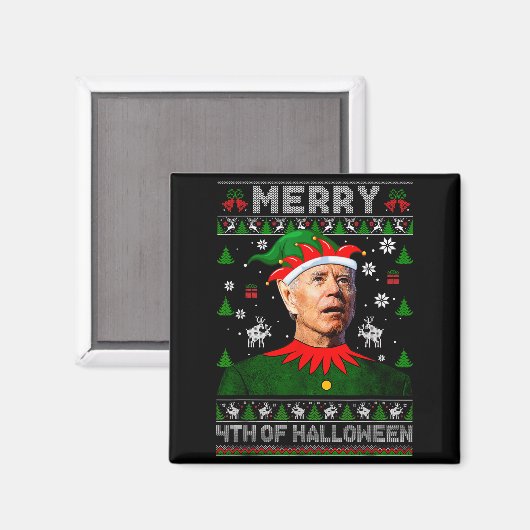 Merry 4th Of Halloween Joe Biden Christmas Ugly Sw Magnet (Vorderseite/Rückseite)