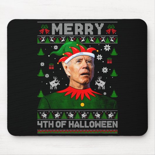 Merry 4th Of Halloween Joe Biden Christmas Ugly Sw Mousepad (Vorne)