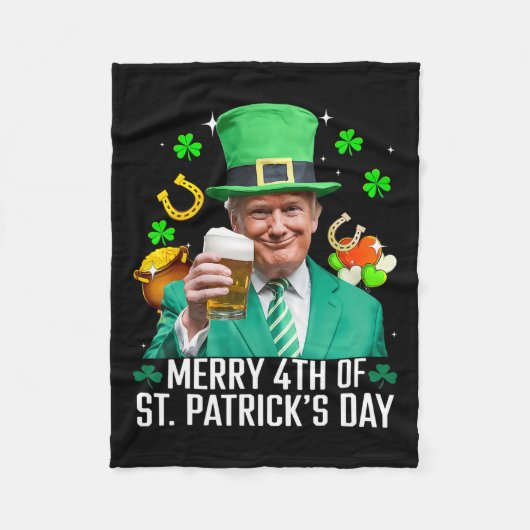 Merry 4th of St Patrick's Day Funny Trump Leprecha Fleecedecke (Vorderseite)