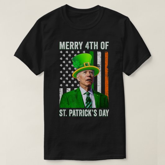 Merry 4th of St. Patrick's Day Joe Biden Leprechau T-Shirt (Design vorne)