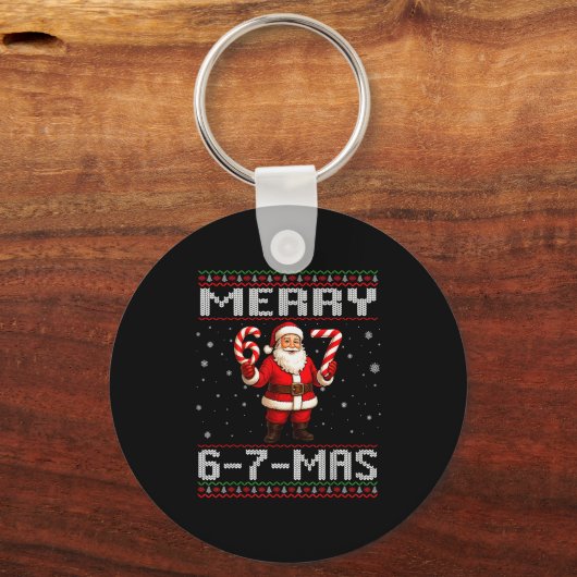 Merry 6-7-mas Funny Ugly Christmas Santa Candy Can Schlüsselanhänger (Vorderseite)