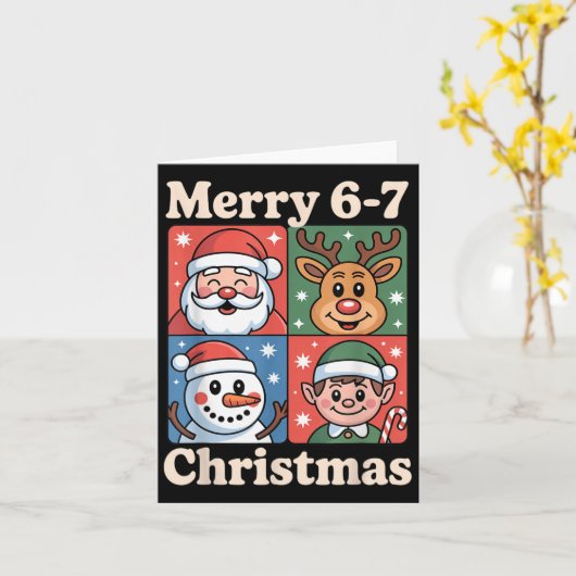 Merry 6 7 Six Seven Meme Christmas Women Men Kids Karte (Gelbe Blume)