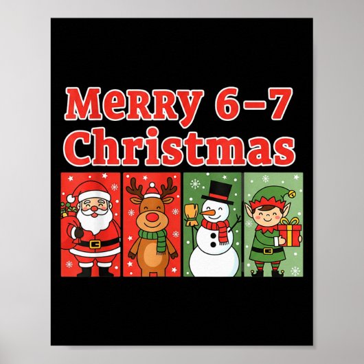 Merry 6 7 Six Seven Meme Christmas Women Men Kids  Poster (Vorne)