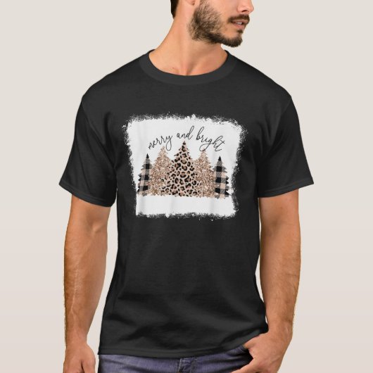 Merry a Bright Leopard Weihnachtsbaum WeihnachtsCo T-Shirt (Vorderseite)