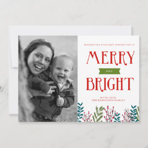 Merry Aand Bright Holiday Fotokarte Grüße Feiertagskarte