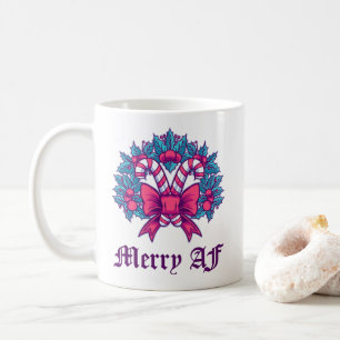 Merry AF Christmas Wreath Candy Cane Kaffeetasse