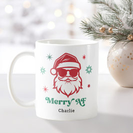 Merry AF cooler Weihnachtsmann in Sonnenbrille Ret Kaffeetasse