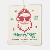 Merry AF cooler Weihnachtsmann in Sonnenbrille Ret Keramikornament (Links)