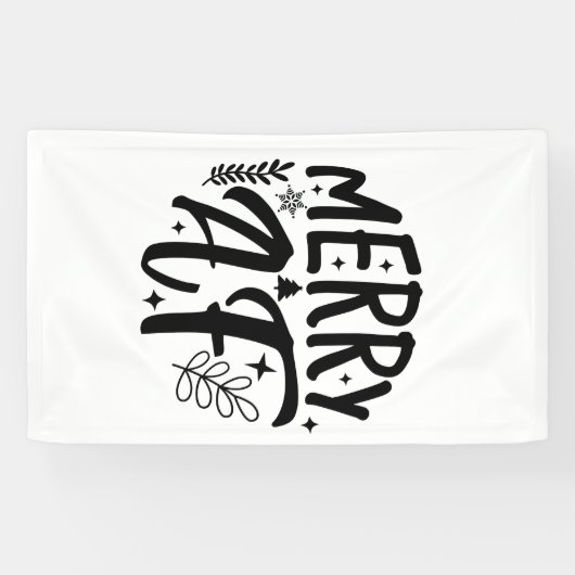 Merry Af Funny Christmas Snowflake Xmas Banner (Horizontal)