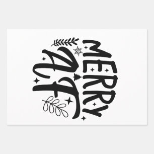 Merry Af Funny Christmas Snowflake Xmas Geschenkpapier Set