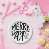 Merry Af Funny Christmas Snowflake Xmas Pappteller (Party)