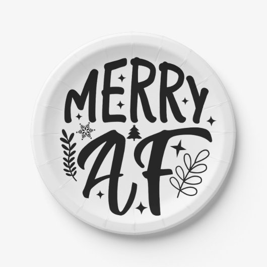 Merry Af Funny Christmas Snowflake Xmas Pappteller (Vorderseite)