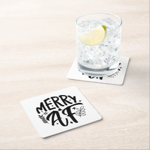 Merry Af Funny Christmas Snowflake Xmas Rechteckiger Pappuntersetzer