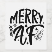 Merry Af Funny Christmas Snowflake Xmas Weinetikett (Einzelnes Label)