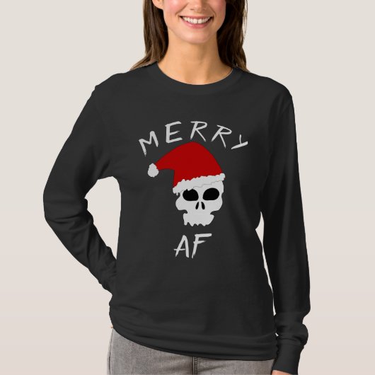 Merry AF Funny Christmas Weihnachten Weihnachten D T-Shirt (Vorderseite)