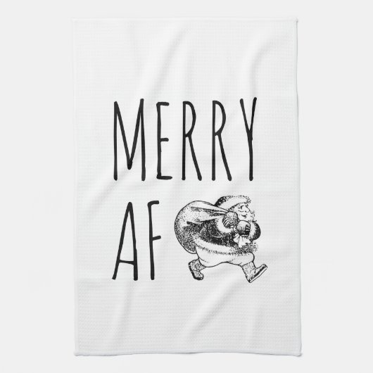 Merry AF Funny Weihnachten Geschirrtuch (Vertikal)