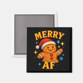 Merry Af Gingerbread Man Christmas Santa Hat Cooki Magnet (Vorderseite/Rückseite)