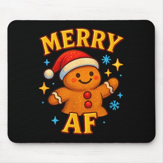 Merry Af Gingerbread Man Christmas Santa Hat Cooki Mousepad (Vorne)
